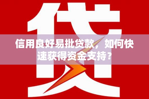 沂源信用良好易批贷款，如何快速获得资金支持？