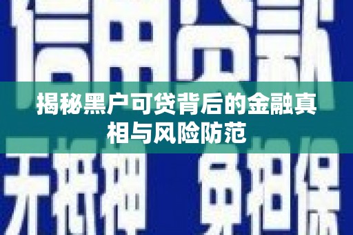 沂源揭秘黑户可贷背后的金融真相与风险防范