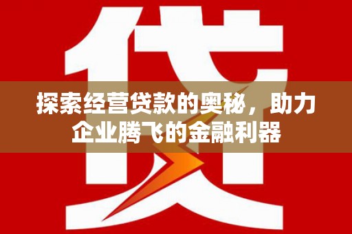 沂源探索经营贷款的奥秘，助力企业腾飞的金融利器