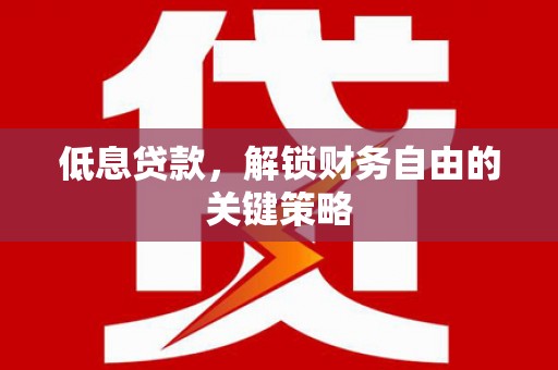 沂源低息贷款，解锁财务自由的关键策略