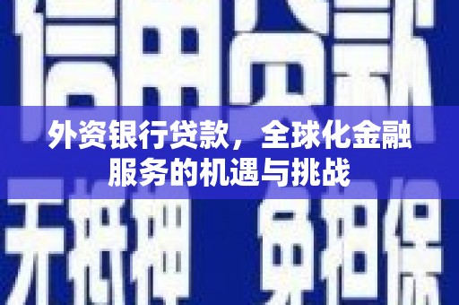 沂源外资银行贷款，全球化金融服务的机遇与挑战