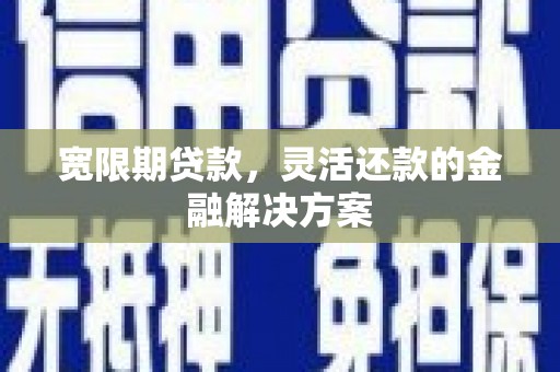 沂源宽限期贷款，灵活还款的金融解决方案