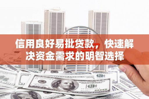 沂源信用良好易批贷款，快速解决资金需求的明智选择